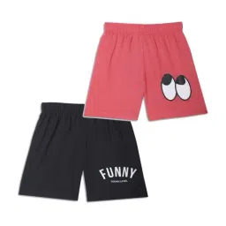 Vimal Jonney Kids Pink & Black Printed Shorts (Pack of 2)-picture-19