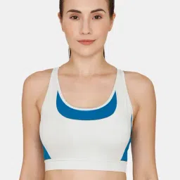 Zelocity by Zivame Blue & White Non Wired Non Padded Sports Bra-image-43