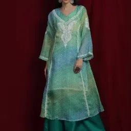 shades of faashion SHADES Green Cotton Chikankari Chikankari Straight Kurta-picture-38