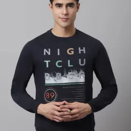 Cantabil Dark Navy Regular Fit Printed Sweatshirt-image-34