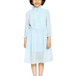 Kiddopanti Kids Blue Self Design Full Sleeves Dress-image-16