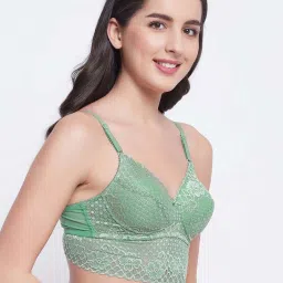 Clovia Green Lace Work Bralette Bra image 4