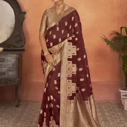 Saree Mall Brown Woven Saree With Unstitched Blouse-picture-32