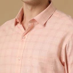CAVALLO by Linen Club Pink Contemporary Fit Check Shirt image 4