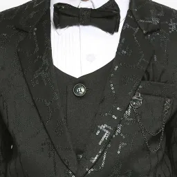 Kids Island Boys Green & White Embroidery Full Sleeves Suit Set image 4