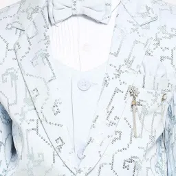 Kids Island Boys Blue & White Embroidery Full Sleeves Suit Set image 4