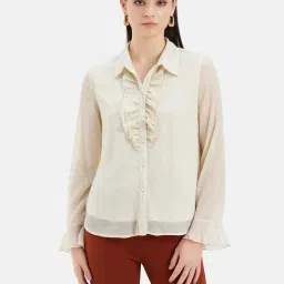 Kazo Light Beige Embellished Shirt-image-18