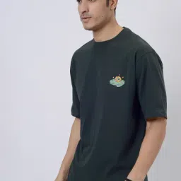 JadeBlue Green Cotton Regular Fit Graphic T-Shirt image 2