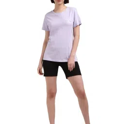 Calvin Klein Celadon Green & Pastel Lilac Cotton Women's Slim Fit Pack of 2 T-Shirt image 4