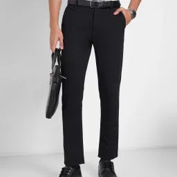 Peregrine By Pantaloons Black Slim Fit Trousers image 4