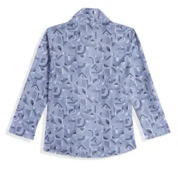 Charchit Boys Blue Printed Comfort Fit Shirt image 5