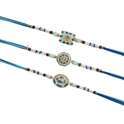 Aapno Rajasthan Royal Blue Enamel Rakhi Set of 3 image 4