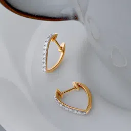 Mia by Tanishq Sleek Edgy 18k Gold & Diamond Hoop Earrings for Women-picture-23