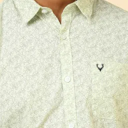 Allen Solly Green Cotton Custom Fit Printed Shirt image 4