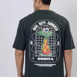 JadeBlue Green Cotton Regular Fit Graphic T-Shirt image 3