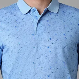 Louis Philippe Blue Cotton Regular Fit Printed Polo T-Shirt image 4