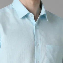 Louis Philippe Blue Cotton Slim Fit Checks Shirt image 4