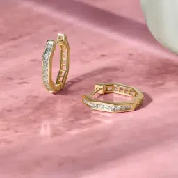 Mia by Tanishq Sleek Luxe 18k Gold & Diamond Hoop Earrings for Women-picture-33