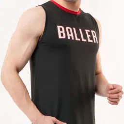 Baller Athletik Black Slim Fit Printed Tank Tee image 3