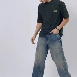 JadeBlue Green Cotton Regular Fit Graphic T-Shirt image 4