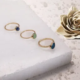 Accessorize London Women's Gem Stone Rings - Set of 3-image-53