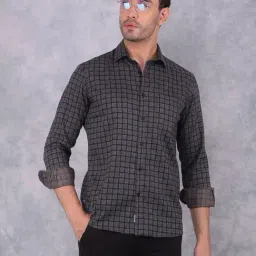 Crimsoune Club Black Blended Slim Fit Self Shirt-picture-24