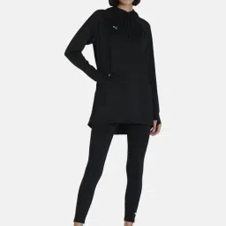 Puma Modest Activewear Black Logo Print Hoodie image 4