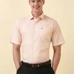Allen Solly Peach Cotton Slim Fit Printed Shirt-picture-26