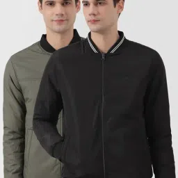 Peter England Black Regular Fit Reversible Jacket-image-44