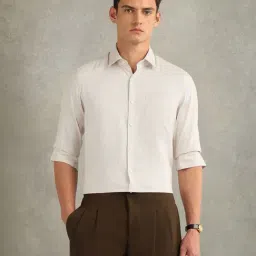 Arrow Beige Cotton Regular Fit Self Pattern Shirt-picture-30