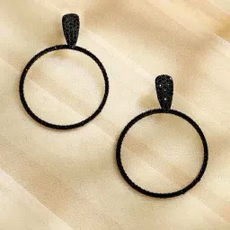 Sohi Women's Intricate Crystal Circular Drop Earrings  Black-picture-23