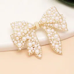 Panash Gold Plated Pearl Beaded Alligator Hair Barrette-image-99