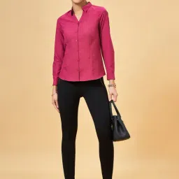 Annabelle by Pantaloons Pink Regular Fit Formal Shirt image 5