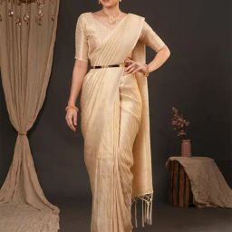 Saree Mall Cream Silk Self Saree with Blouse Piece-picture-42