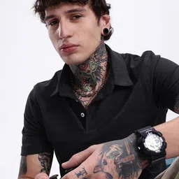 Kook N Keech Solid Pure Cotton Polo Collar T-shirt-picture-38