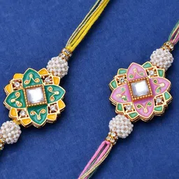 Dare by Voylla Men Set Of 2 Stone-Studded Enamelled Rakhi-picture-14