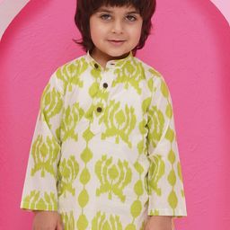 Aj DEZInES Boys Geometric Printed Pure Cotton Straight Kurta-picture-44