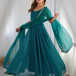 Rangpur Women Leheriya Printed Georgette Ethnic Dresses image 1