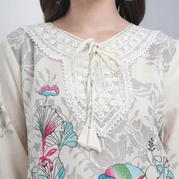 NEYSA Floral Printed Round-Neck Pure Cotton Tunic With Palazzos Co-Ords image 5