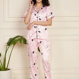 CORSICA Printed Satin Night Suit-image-90