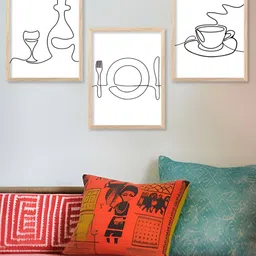 Kotart Brown & White 3 Pieces Wooden Restaurant Wall Arts-picture-20