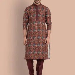 TRENDS OF ETHNIC Men Geometric Printed Chikankari Kurta-picture-11