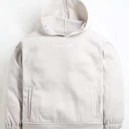 Cherry Crumble By Nitt Hyman Fleece Full Sleeves Solid Hooded Sweatshirt - Grey-picture-14