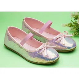 boyz n galz Bow Applique Detailed & Sequins Embellished Mary Jane Ballerinas - Pink image 1