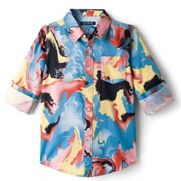 Pine Kids Cotton Woven Full Sleeves Printed Shirt - Light Blue-picture-12