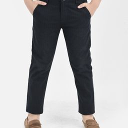 CRIMSOUNE CLUB Cotton Woven Striped Trousers - Navy Blue-picture-48