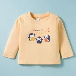 Tango Interlock Knit Full Sleeves T-Shirt with Penguin Print - Peach-picture-12