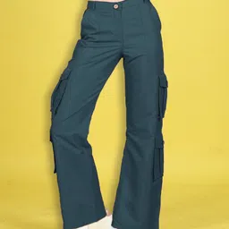 Cutiekins Woven Solid Cargo Pants - Sea Green-picture-14
