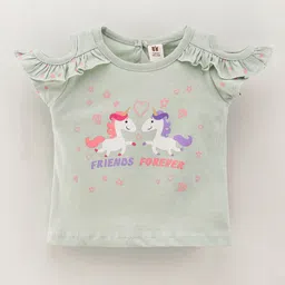 ToffyHouse Cold Shoulder Sleeves Top & Skirt Set Unicorn Print- Grey Pink image 2