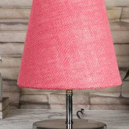 Devansh Pink Jute Round Metal Steel Table Lamp image 2